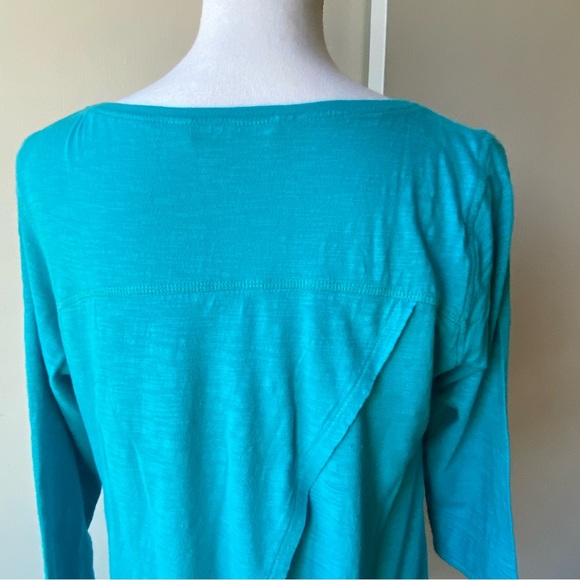 Woolrich Shirt Small Turquoise Split Open Back Yoga Hiking 100% Cotton Women’s - Picture 8 of 15